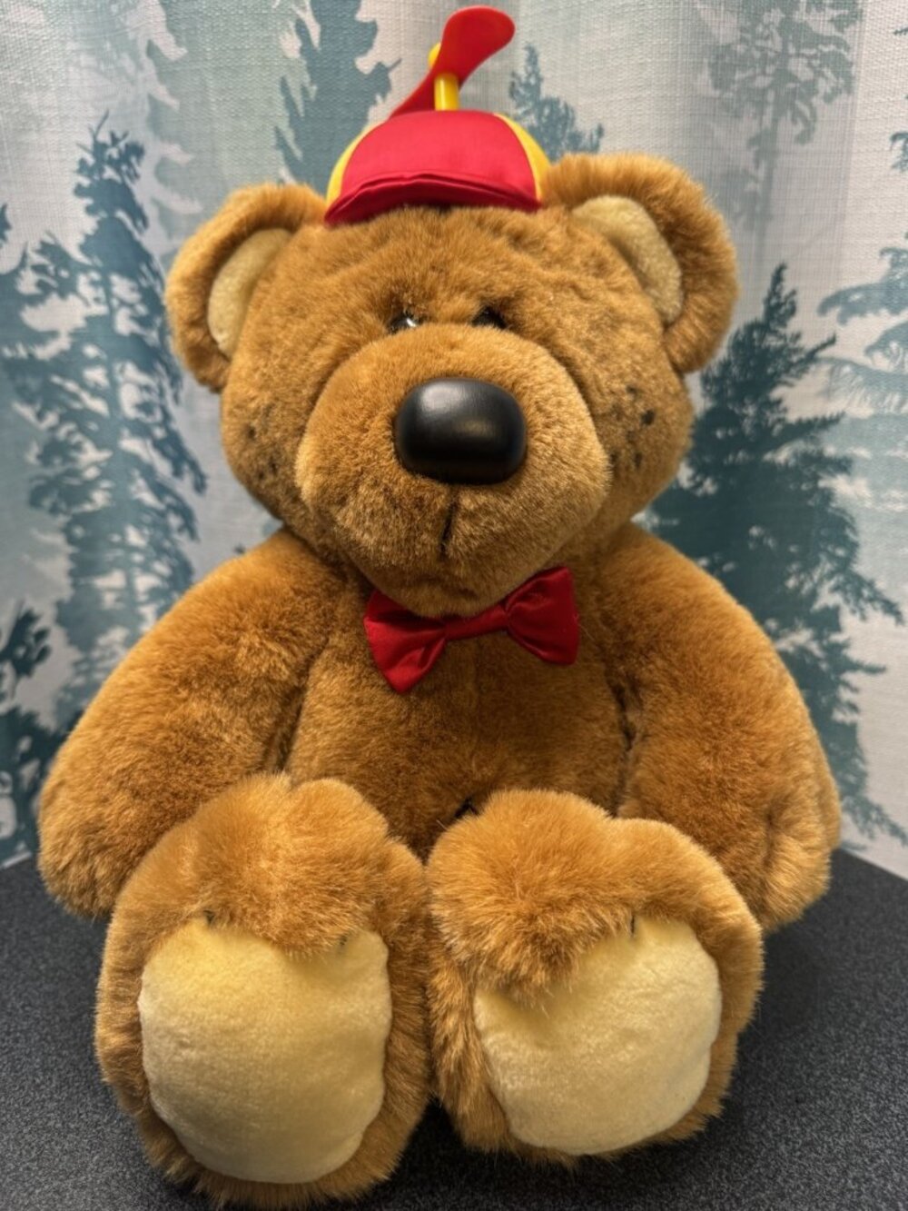 16" Dakin Teddy Bear Beanie Boppers propeller hat 1987 Brown Plush Vintage